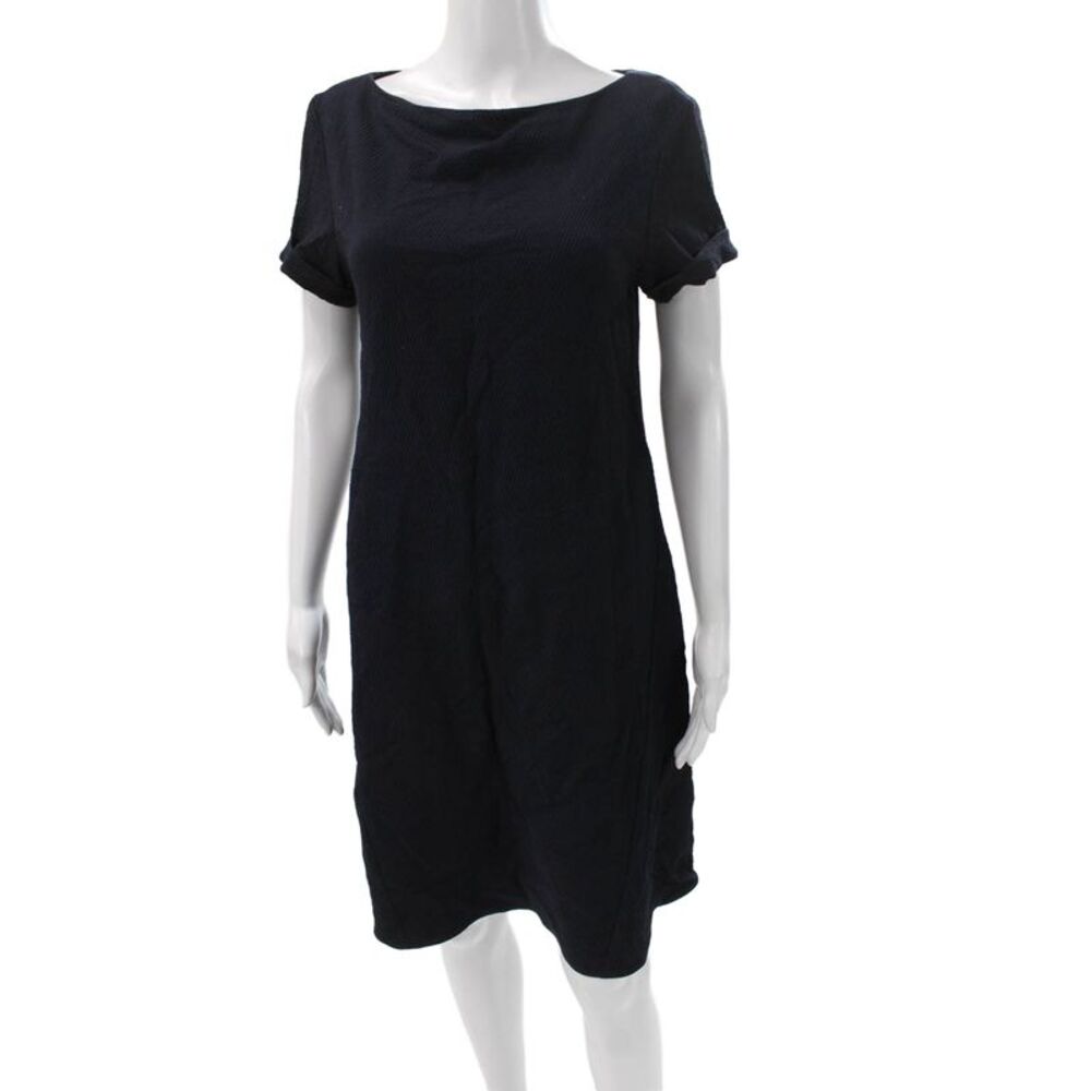 MM. La Fleur Women Shift Dress Black Viscose Boat Neck Short Sleeve Size M